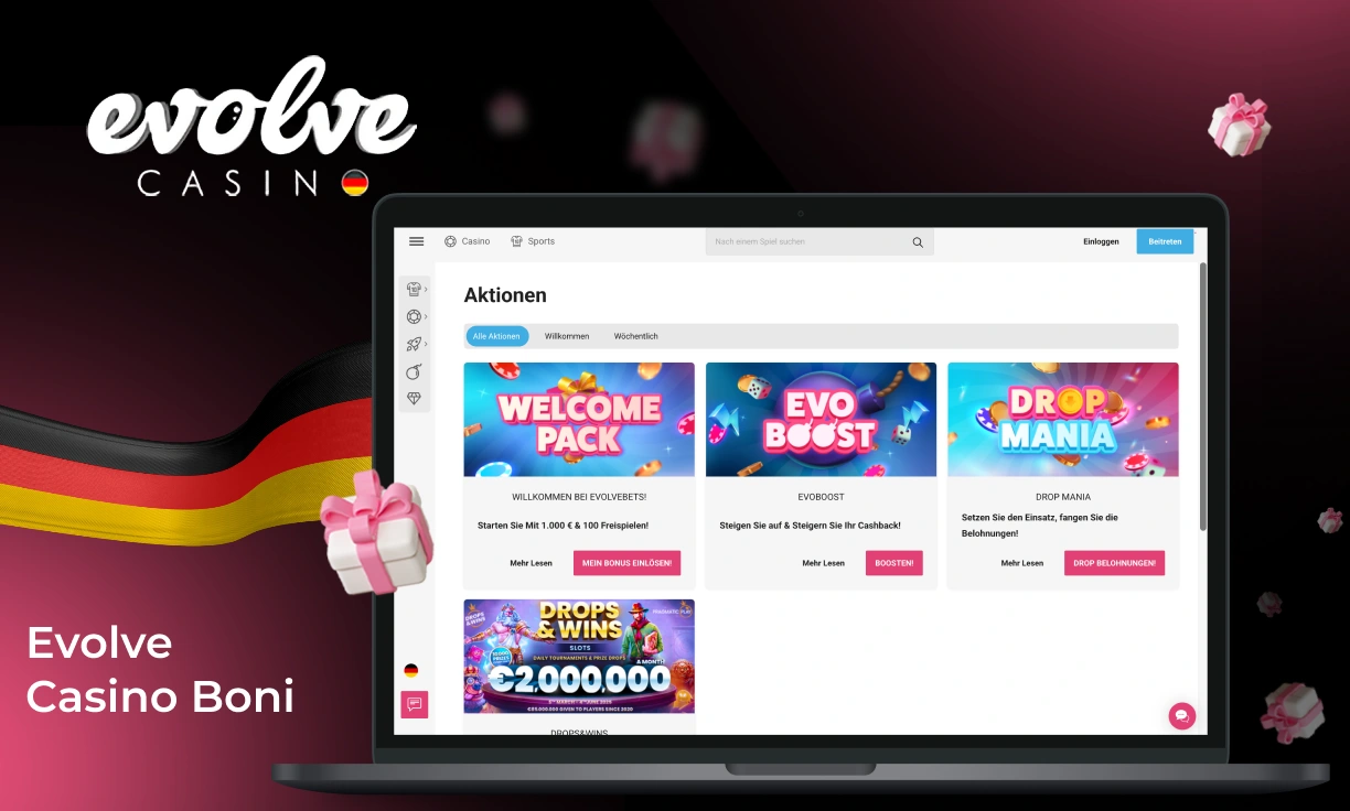 Belohnungen für aktive deutsche Spieler bei Evolve Casino