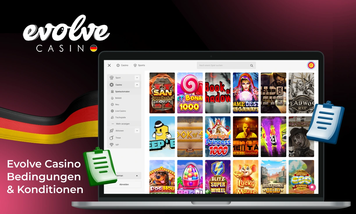 Lesen Sie die Allgemeinen Geschäftsbedingungen von Evolve Casino Deutschland