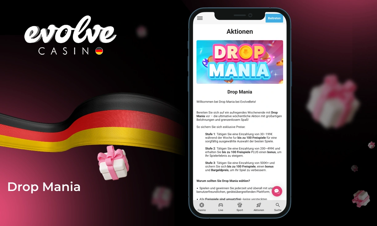 Evolve Casino Freispiele für treue Kunden Bewertung