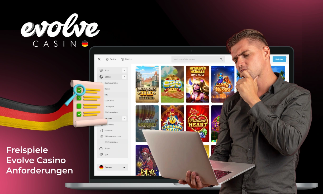 Anforderungen für deutsche Spieler bei Evolve Casino, um Freispiele zu erhalten
