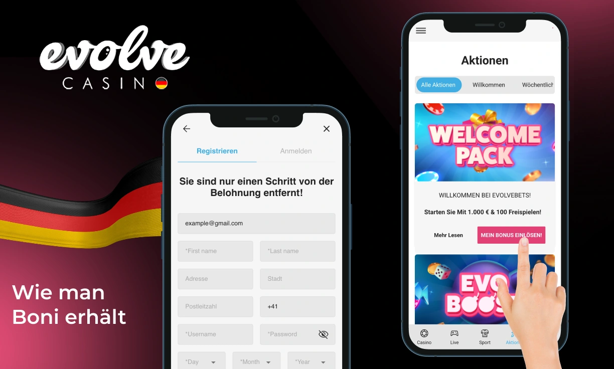 Evolve Casino Bonus Bedingungen und Konditionen